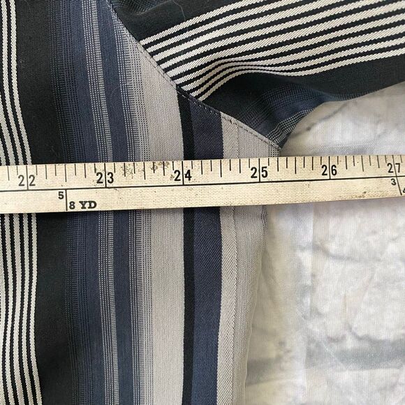 Batik Bay men L button up short sleeve stripe casual dress shirt black & tan - Picture 10 of 10